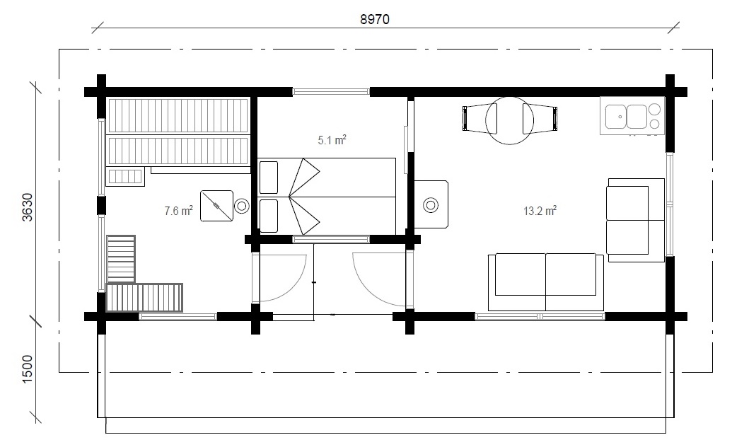 The floor plan for the Minihus Myllyoja