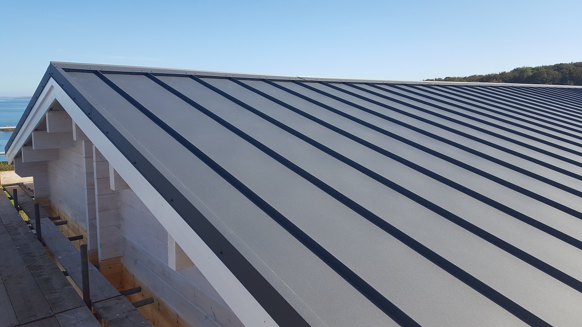 A close-up photo of metal profiled roofing that can be supplied with your kit